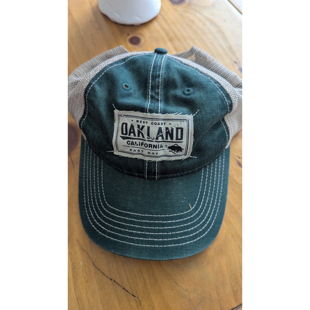 Fahrenheit Headwear Oakland California East Bay Trucker Hat Green Tan Snapback